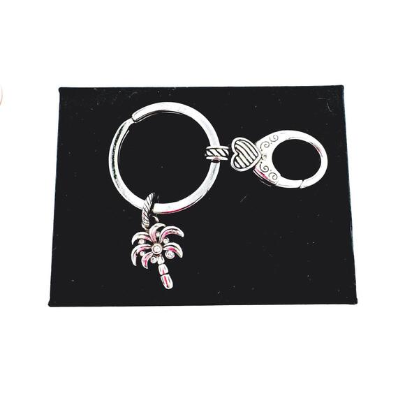 Brighton silver tone Swarovski crystal heart palm tree charm lobster latch key - Picture 3 of 4